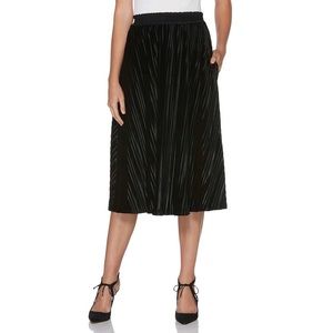 Laundry By Shelli Segal Black Pleated Velvet Midi Skirt